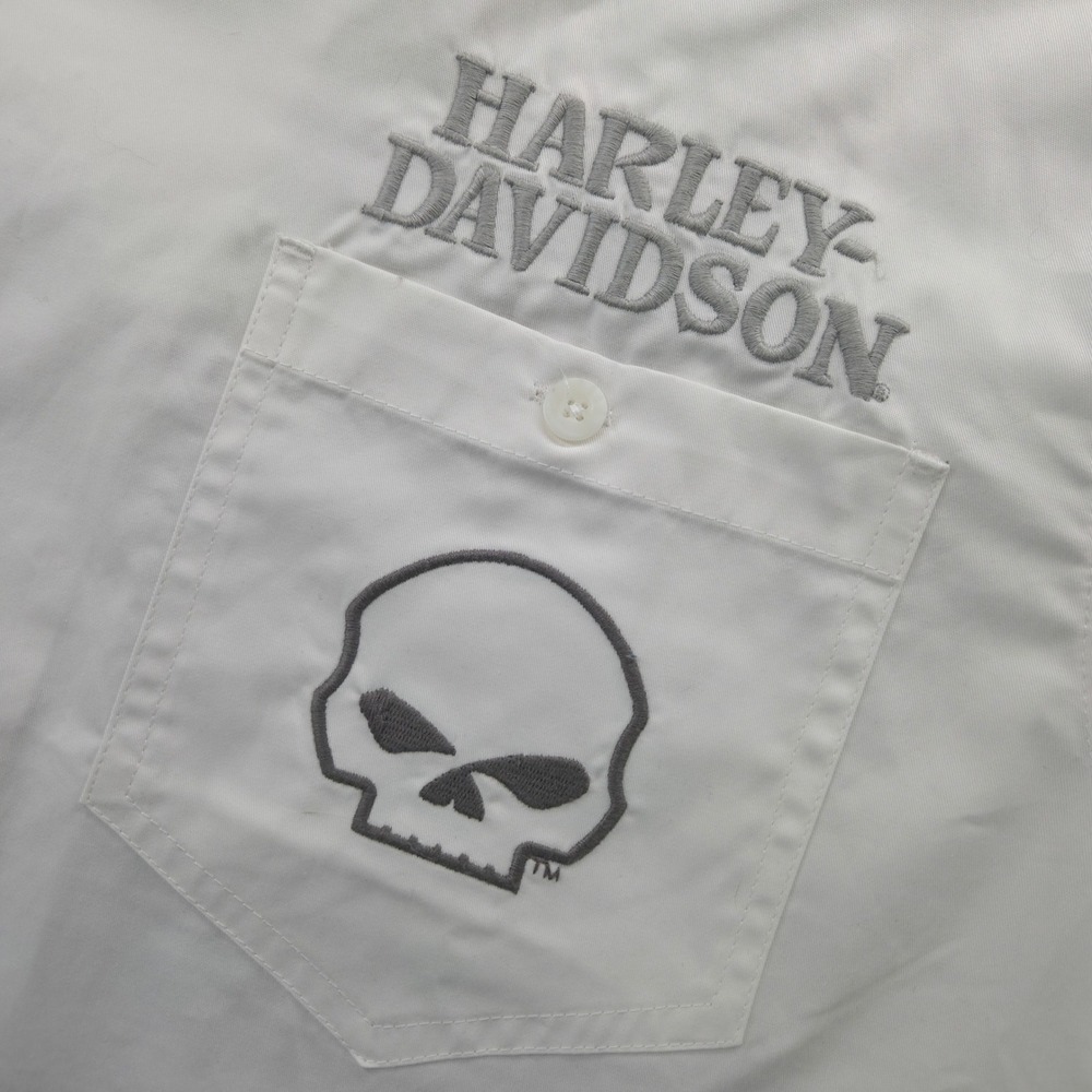 Harley-Davidson‎ button-up Shirt Mens XL White Cotton Blend Skull Biker NWT